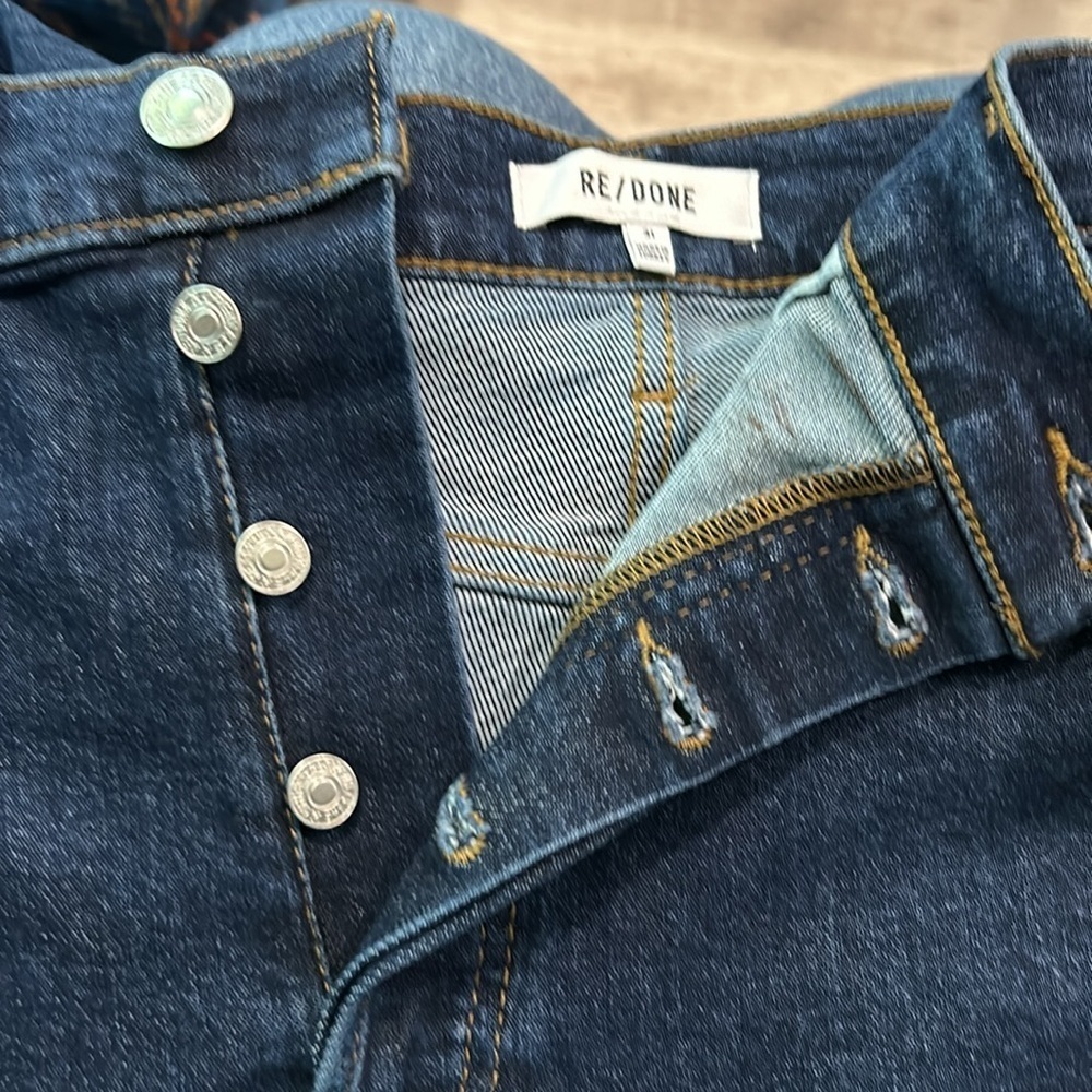 RE/DONE Women’s ‘90s Dark Wash High Rise Ankle‎ Crop Button Fly Jeans SZ 31 NWT - Picture 14 of 15
